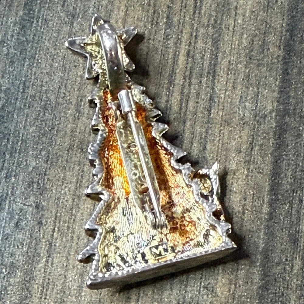 Christmas Tree Reindeer Pin‎ Brooch Festive Holiday Jewelry Accent